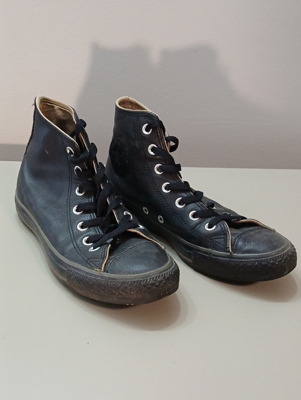 Converse Black Leather High Top Sneakers